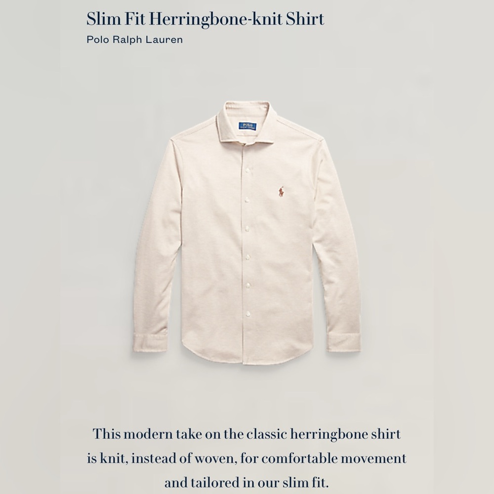 Ralph Lauren Polo Slim Fit Herringbone Knit Shirt - Picture 8 of 9